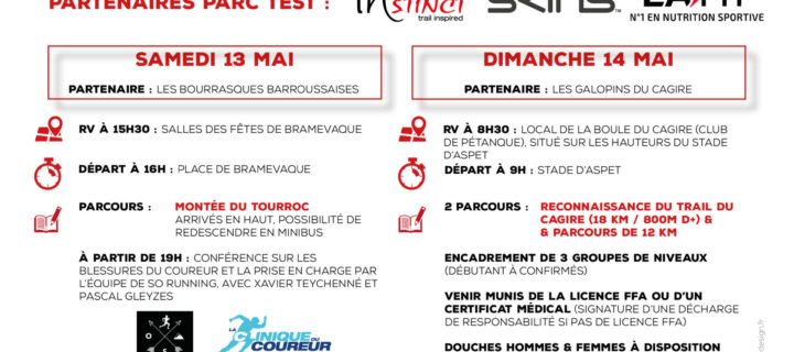 La 4ème Running Trail Session les Samedi 13 et Dimanche 14 Mai 2017 : Un Format qui évolue avec 2 partenaires et 2 Sites ! Et de nouveaux produits à tester !