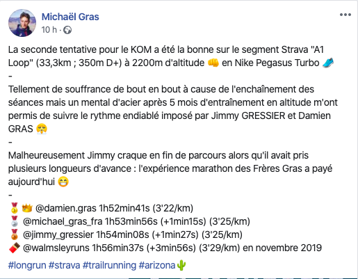 Annonce officielle sur les réseaux sociaux par le compte de Michaël Gras