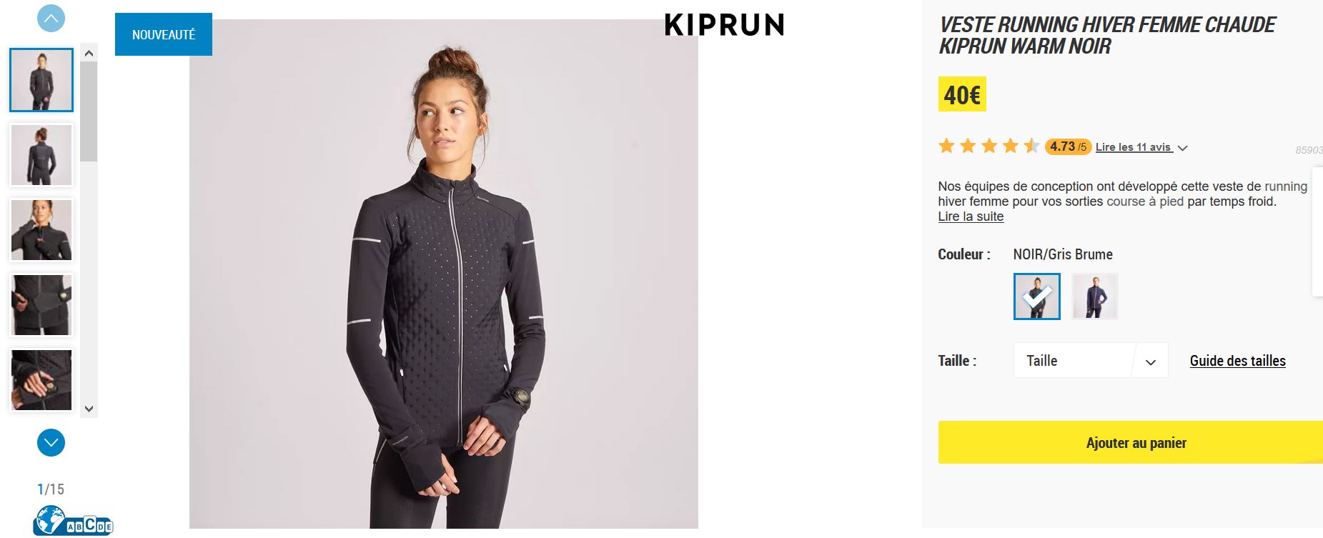 Veste Kiprun Warm : lien decathlon