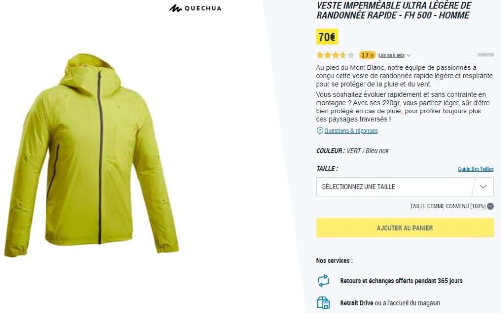 Veste FH 500 QUECHUA