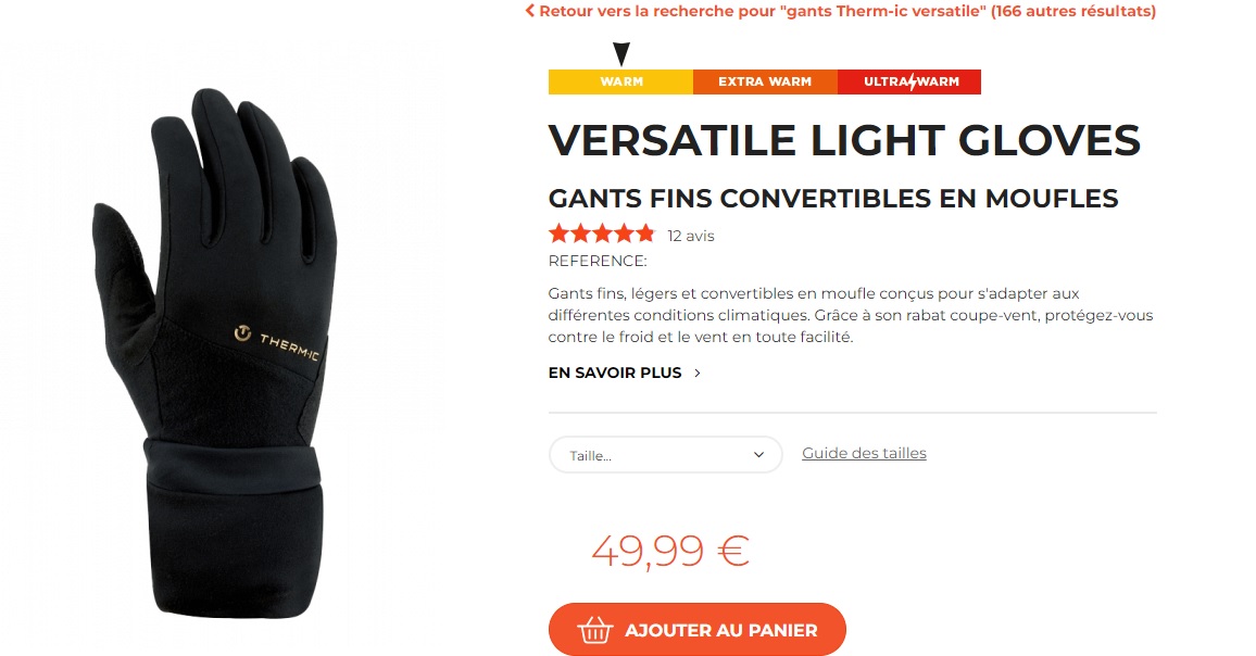 Guide des tailles gants - Therm-ic