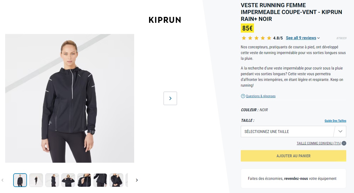 VESTE RUNNING HOMME IMPERMEABLE COUPE-VENT - KIPRUN RAIN+